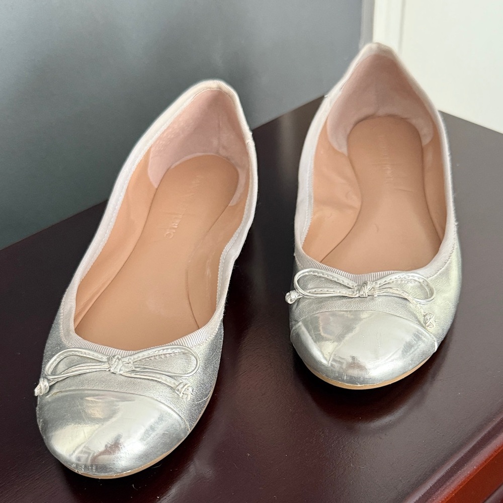 Banana Republic Shiny Silver Ballet Flats